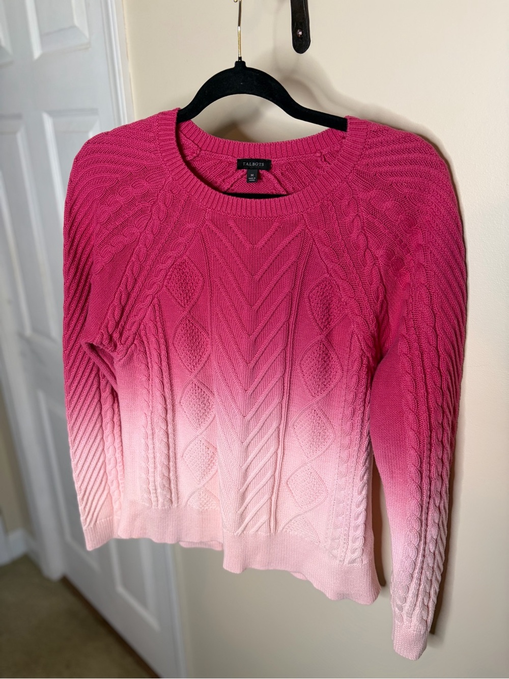 Talbots Pink Ombre Cable-Knit Sweater #1360